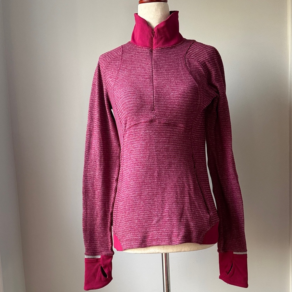 lululemon Half Zip Pullover Women’s Athletic Long Sleeve Top Berry Runderful